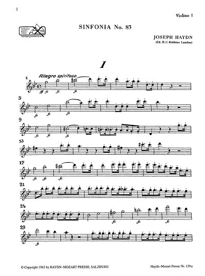 J. Haydn: Sinfonia Nr. 83 g-Moll Hob. I:83, Sinfo (Vl1)