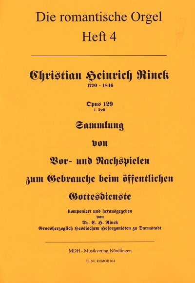 J.C.H. Rinck: Sammlung von freien Vor- und Nachspielen , Org