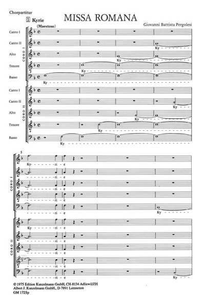 G.B. Pergolesi: Missa romana für Soli, Doppelchor und Doppelorchester