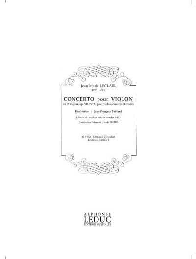 J.-M. Leclair: Concerto op. 7 No. 2 i, VlStrOrgCemb (Stsatz)