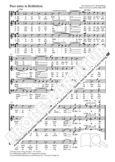 DL: C. Loewe: Puer natus in Bethlehem G-Dur (1859), GCh4 (Pa