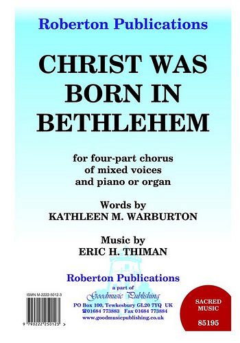 E. Thiman: Christ Was Born At Bethlehem, GchKlav (Chpa)