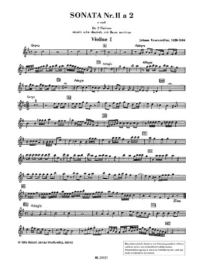 DL: J. Rosenmüller: Sonata 2 e-Moll a 2, Stro (Vl1)