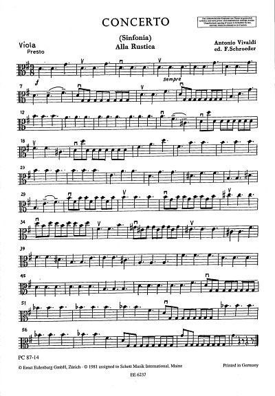 A. Vivaldi: Concerto G-Dur op. 51/4 RV 151 / P, StroBc (Vla)