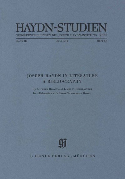 H.F. Joseph: Haydn-Studien Band III/Heft 3/4