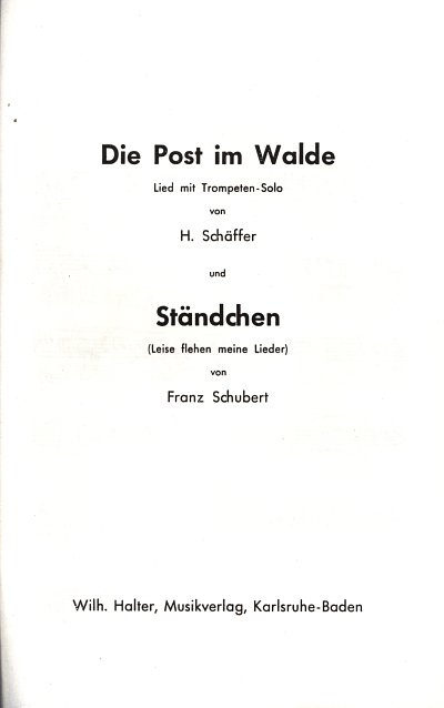 H. Schäffer: Die Post im Walde op. 12, TrpB