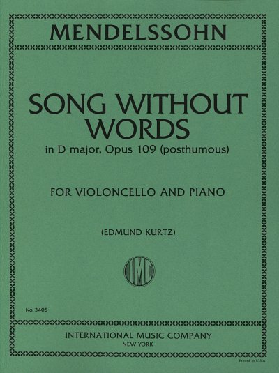 F. Mendelssohn Barth: Canto Senza Parole Re Op. 109 (Ku (Bu)