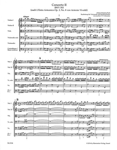 J.S. Bach: Concerto für Violoncello, Streich, VcStrBc (Part)