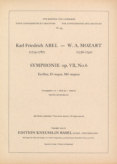 C.F. Abel: Sinfonie Es-Dur op. 7/6, Kamo (Part.)