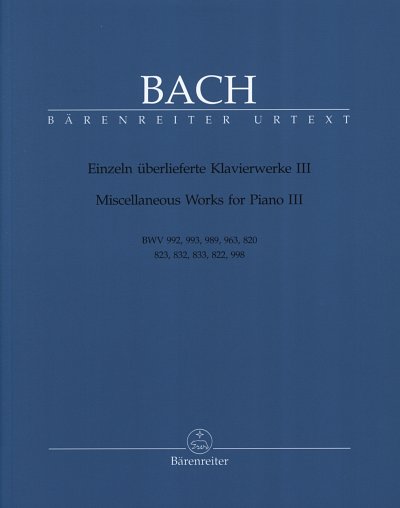 J.S. Bach: Einzeln überlieferte Klavierwerke III, Cemb/Klav