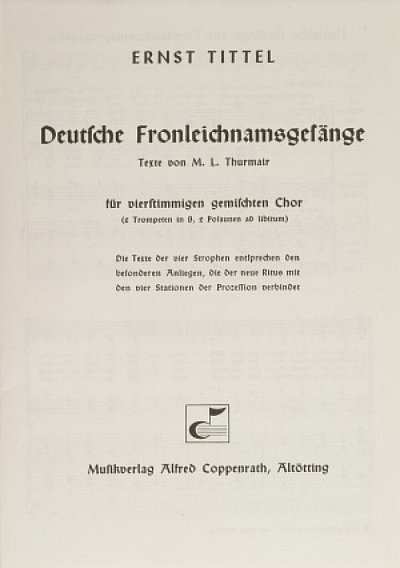 E. Tittel: Deutsche Fronleichnamsgesaenge