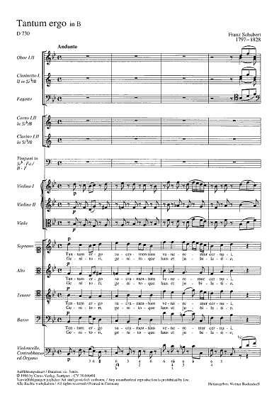 F. Schubert: Tantum ergo in B D 730 / Partitur