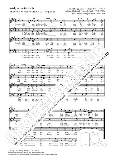 DL: C.P.E. Bach: Auf, schicke dich A-Dur BR-CPEB H, GCh4 (Pa