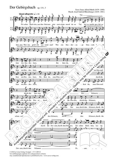 J. Rheinberger y otros.: Der Gebirgsbach D-Dur op. 131,3 (1882)