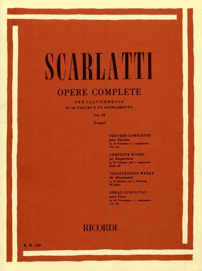 D. Scarlatti: Opere Complete Per Clavicembalo Vol. III, Cemb