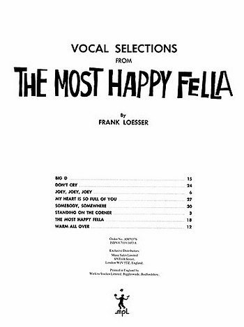 F. Loesser et al.: Most Happy Fella, The Vocal Selctions