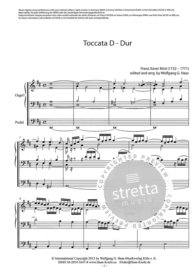 F.X. Brixi: Toccata, Org (1)