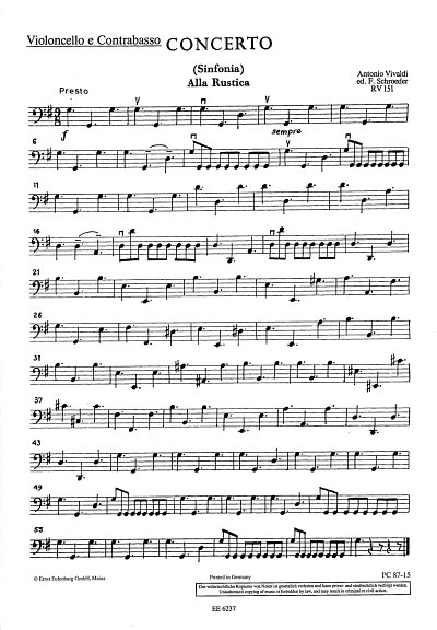 A. Vivaldi: Concerto G-Dur op. 51/4 RV 151 / , StroBc (VcKb)