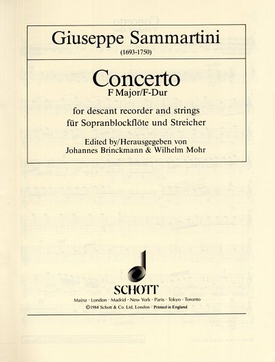 G. Sammartini: Concerto F-Dur