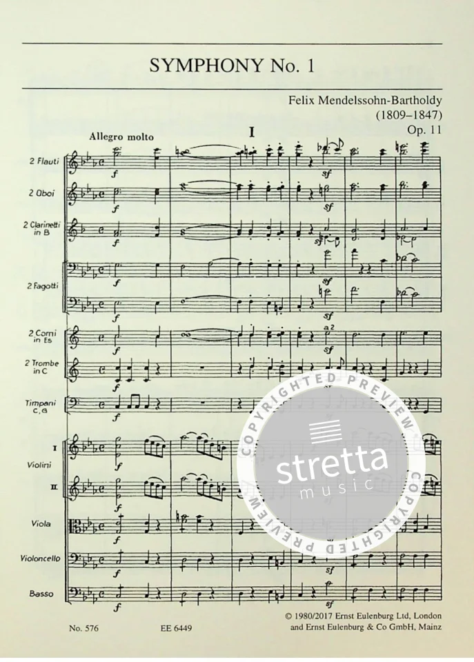 F. Mendelssohn Bartholdy: Sinfonie 1 C-Moll Op 11 Eulenburg  (1)