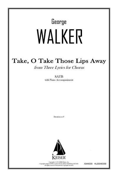 G. Walker: Take, O Take Those Lips Away, GchKlav (Chpa)