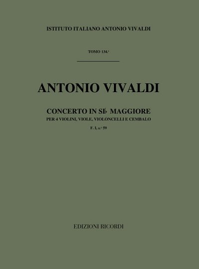 Concerto For 4 Violins In Si Bem. RV 553 (Part.)