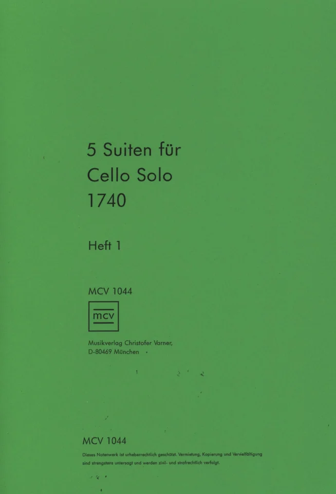 Anonymus: 5 Suiten für Cello Solo von 1740, Vc (0)