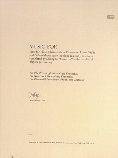 J. Cage: Music for ... [Violoncello] (1985)