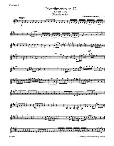 W.A. Mozart: Drei Divertimenti KV 136-138 (125a-, Stro (Vl2)