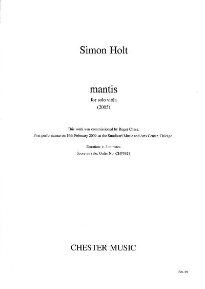 S. Holt: Mantis (Solo Viola)