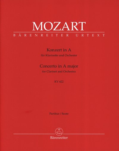 W.A. Mozart: Klarinettenkonzert A-Dur KV, BssklrOrch (Part.)
