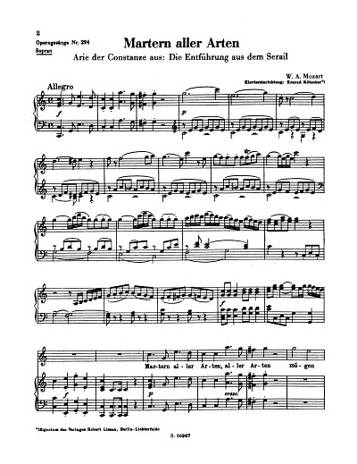 W.A. Mozart: Martern aller Arten 294, GesSKlav