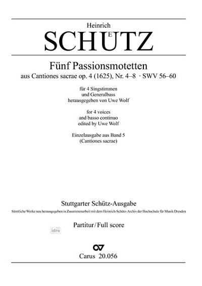 DL: H. Schütz: Fünf Passionsmotetten SWV 56-60 (, Gch4Bc (Pa