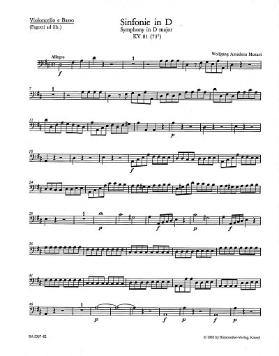 W.A. Mozart: Sinfonie Nr. 4 D-Dur KV 81 (73l), Sinfo (VcKb)