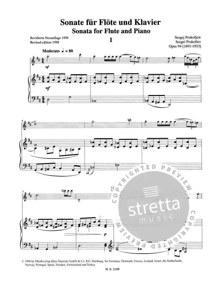 S. Prokofjew: Sonate für Flöte und Klavie, FlKlav (KlavpaSt) (1)