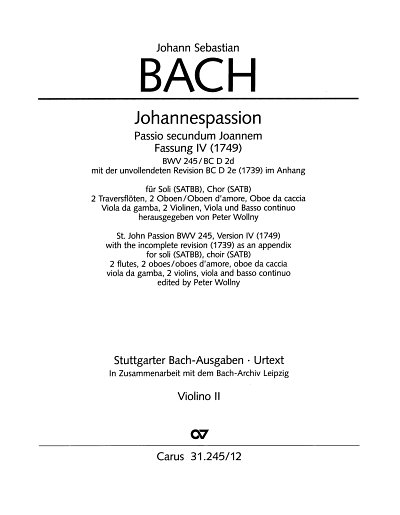 J.S. Bach: Johannespassion, SolGChOrch (Vl2)
