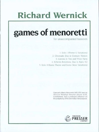 R. Wernick: Games Of Menoretti, Fag