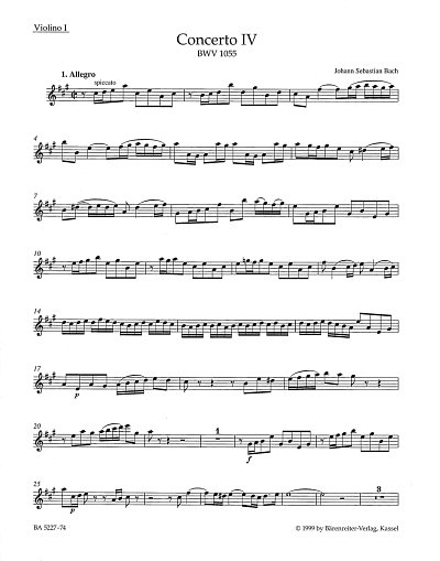 J.S. Bach: Concerto No. IV in A major BWV 1055