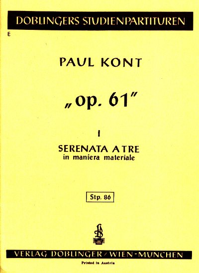 P. Kont: Serenata A Tre In Maniera Materiale Op 61/1