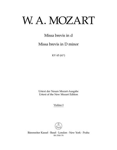 W.A. Mozart: Missa brevis d-Moll KV 65 (6, 4GesGchOrch (Vl1)