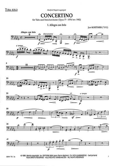 J. Koetsier: Concertino op. 77, TbStr (Stsatz)