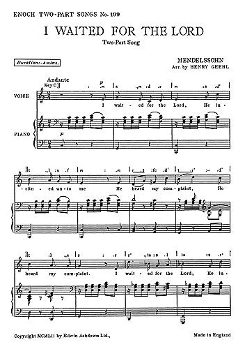 F. Mendelssohn Barth: I Waited For The Lord, GesKlav (Chpa)
