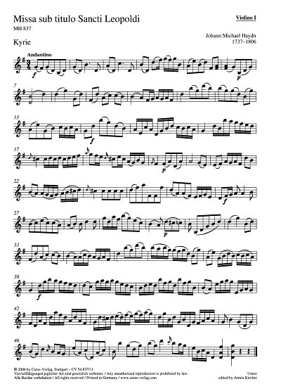 M. Haydn: Missa sub titulo Sancti Leopoldi, 3GesGch3Bc (Vl1)
