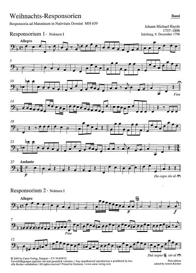 M. Haydn: Weihnachts-Responsorien (VcKb)