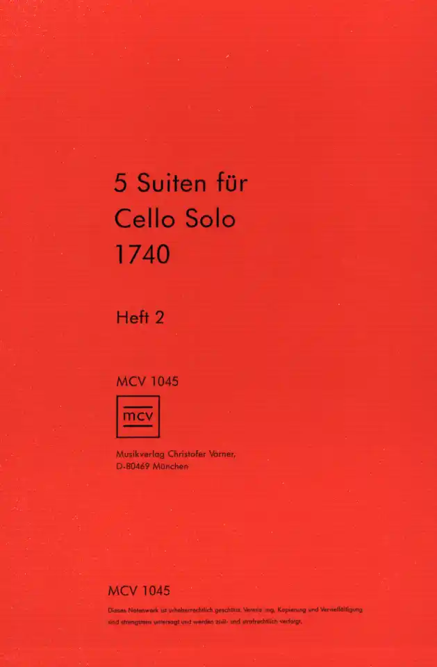 Anonymus: 5 Suiten für Cello Solo von 1740, Vc (0)