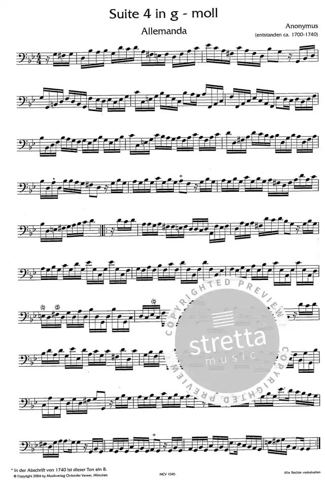 Anonymus: 5 Suiten für Cello Solo von 1740, Vc (1)