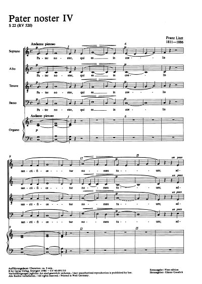 F. Liszt: Pater noster IV S 22 / Partitur