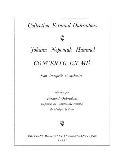 J.N. Hummel: Concerto En Mib, TrpKlav (Bu)