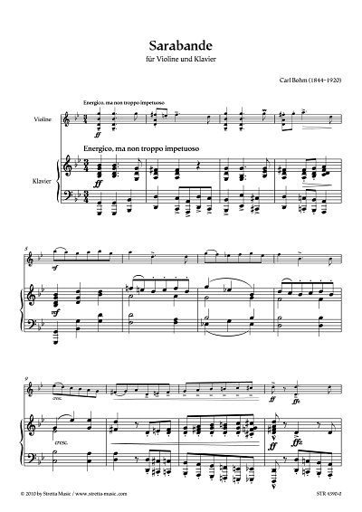DL: C. Bohm: Sarabande fuer Violine und Klavier