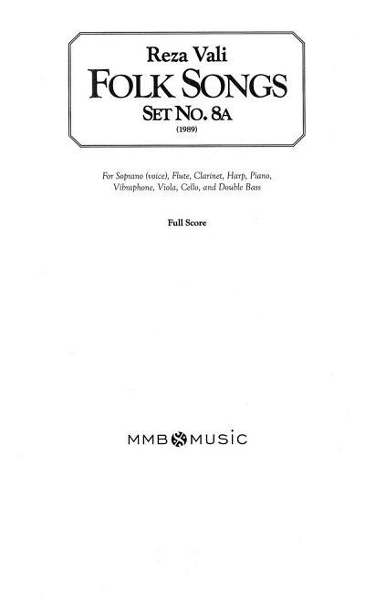 R. Vali: Folk Songs, Set No. 8A